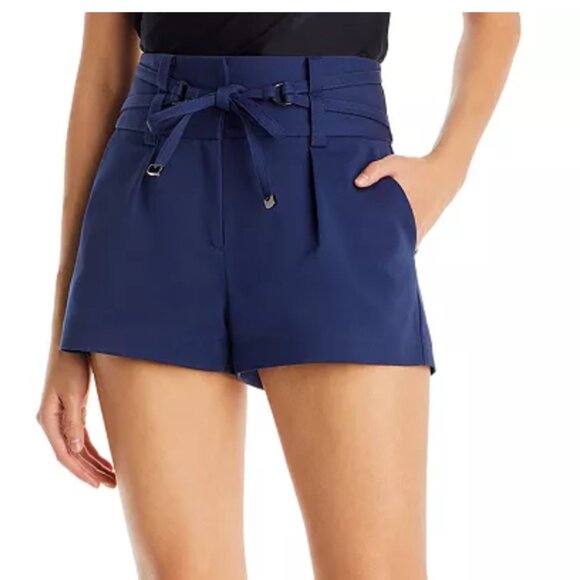 Ramy Brook Daria Navy Blue Belted High Rise Shorts Size 10 NWT New - Picture 1 of 11